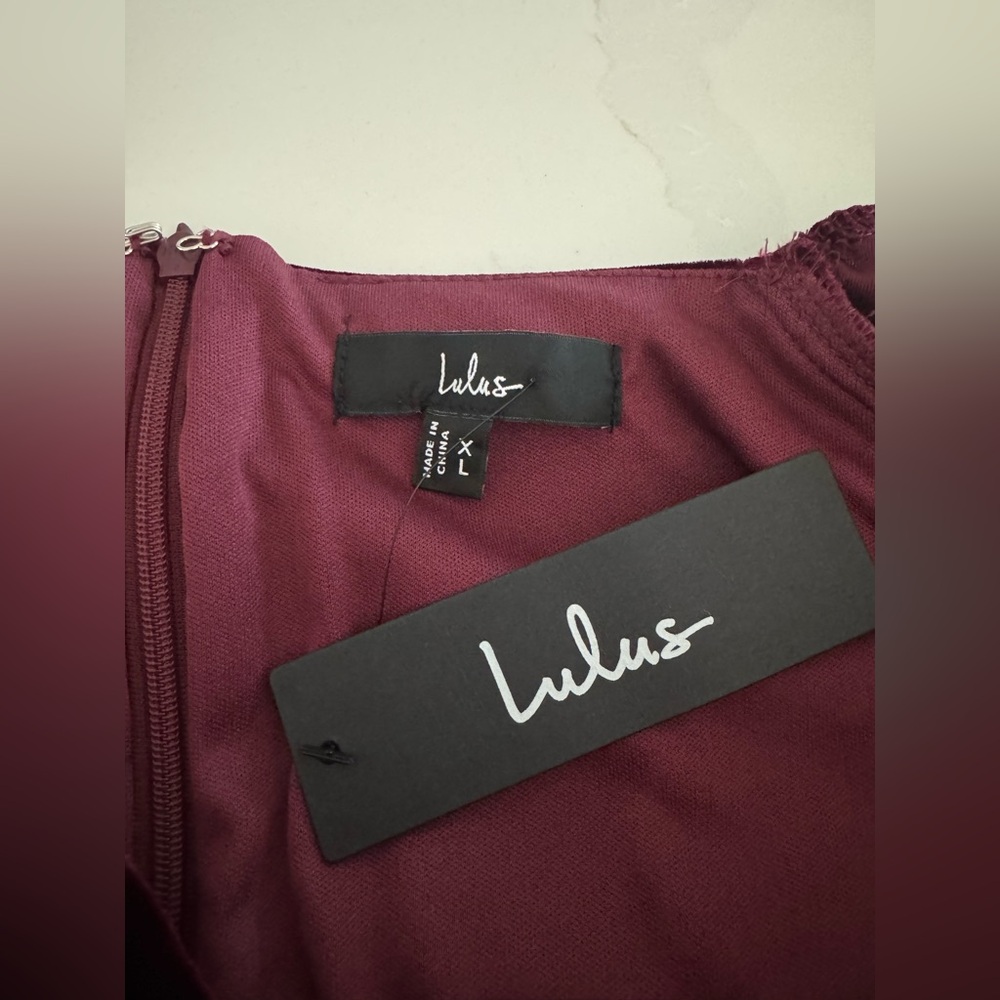 NWT | Lulus | Precious Impression Burgundy Velvet Bustier Midi Dress | Sz XL - Picture 7 of 9